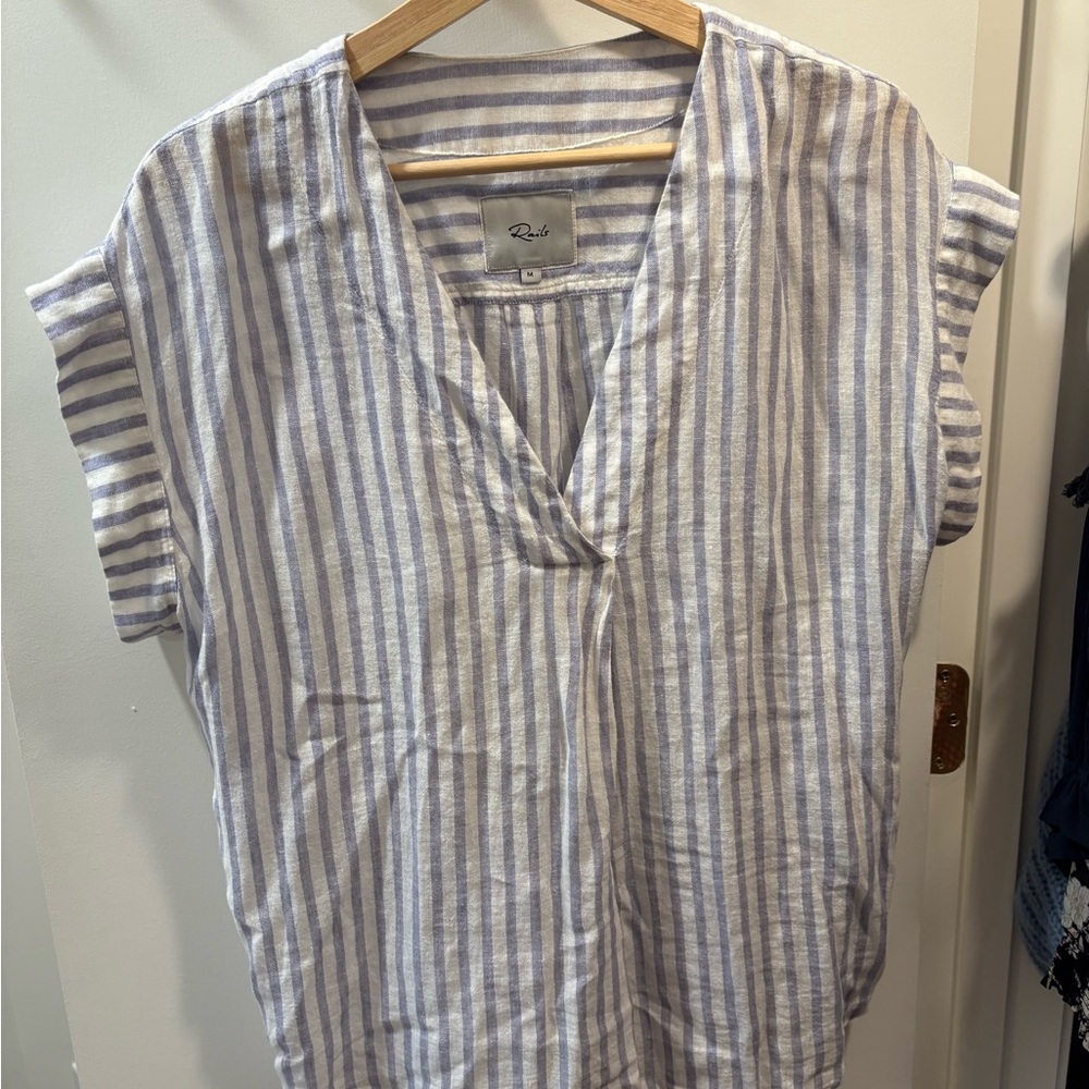 Women's Blue and White Striped Top